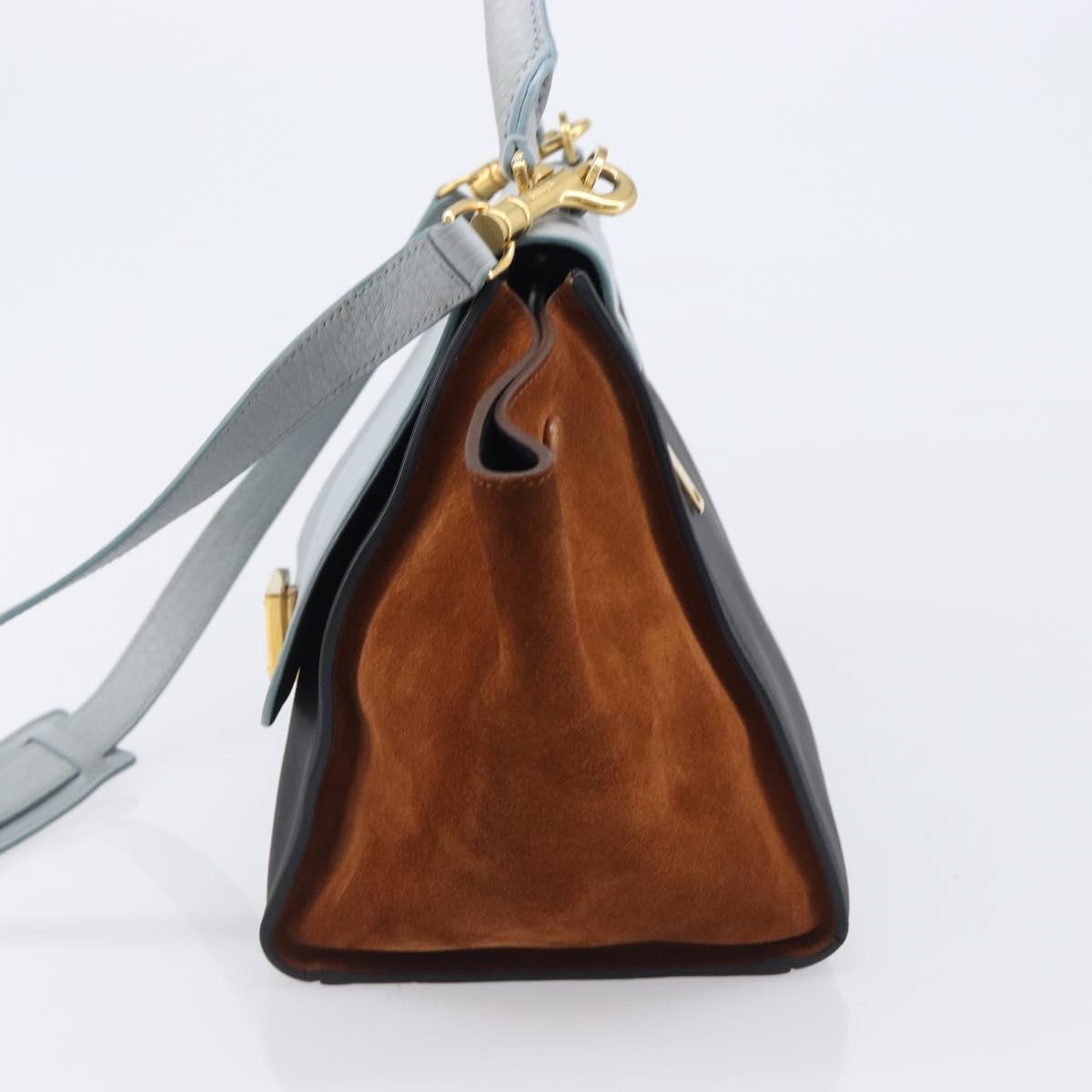Celine Trapeze Leather, Blue, Leather, Handbag