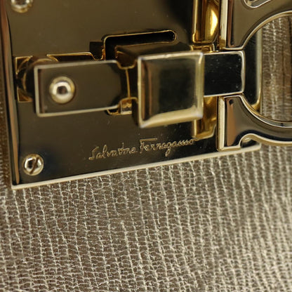 Salvatore Ferragamo Gancini, Gold, Leather, handbag