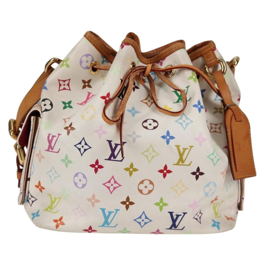 Louis Vuitton Petit Noé, White, Canvas, shoulder