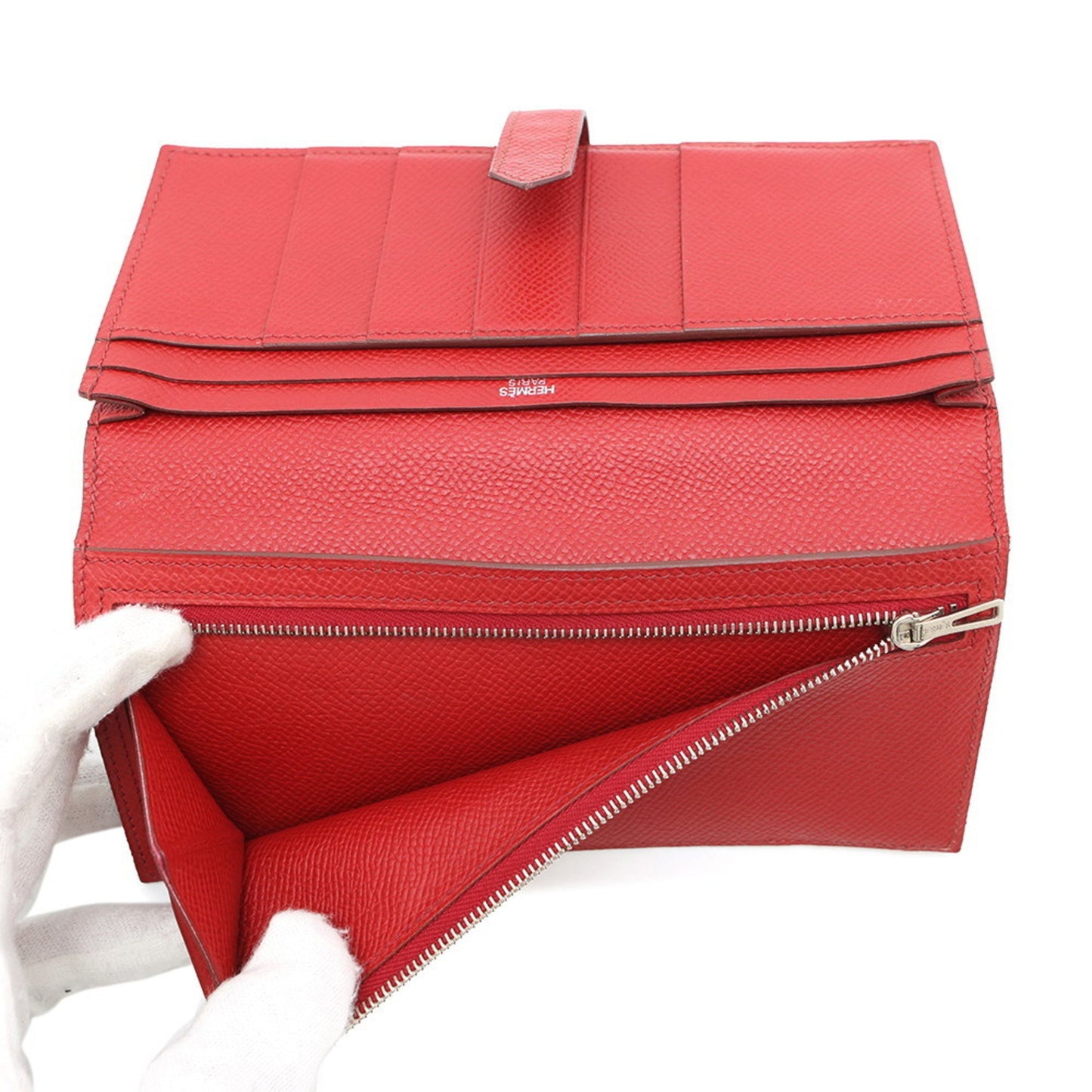 Hermès Béarn, Red, Leather, wallet