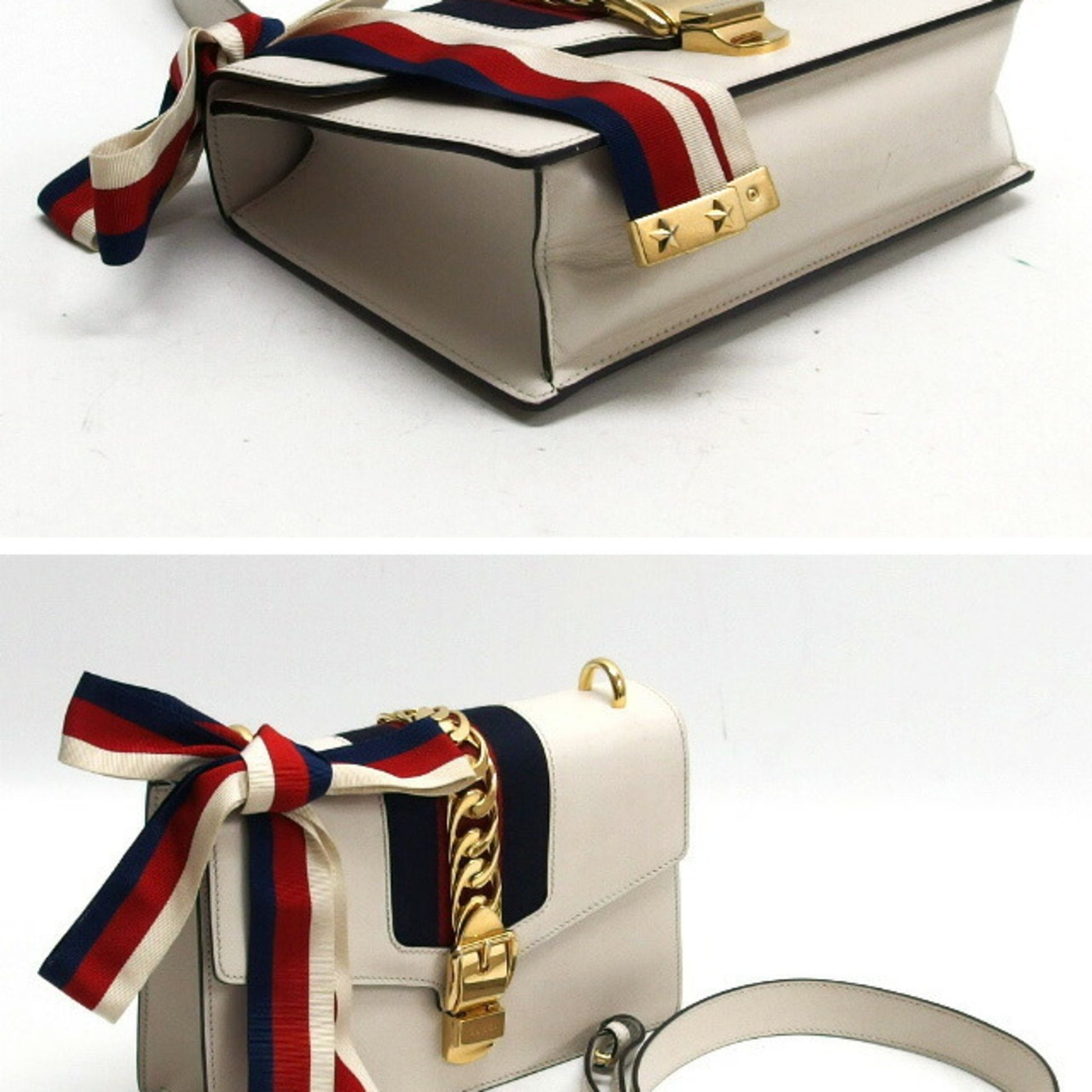 Gucci Sylvie, White, Leather, shoulder