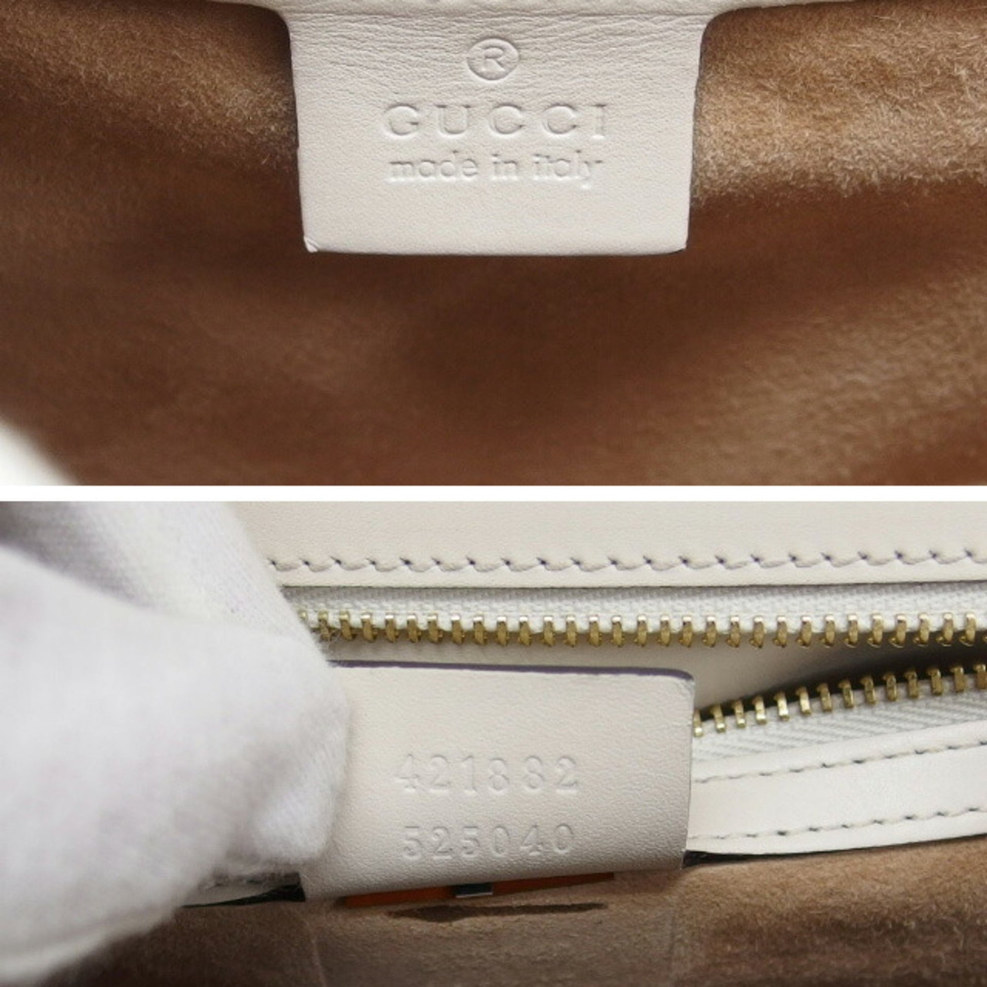 Gucci Sylvie, White, Leather, shoulder