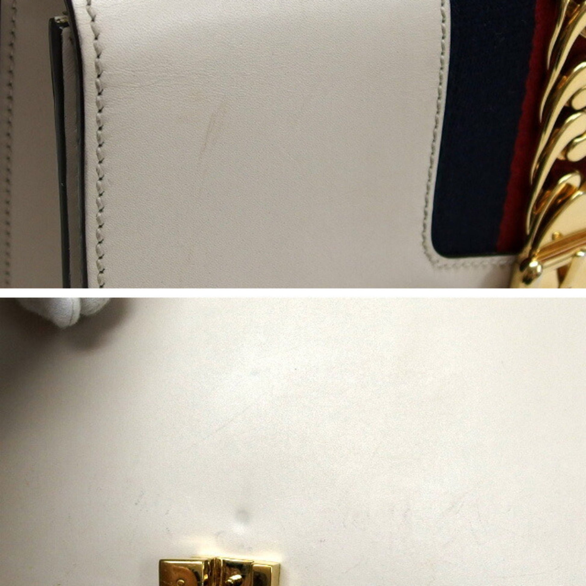 Gucci Sylvie, White, Leather, shoulder