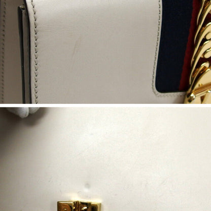 Gucci Sylvie, White, Leather, shoulder