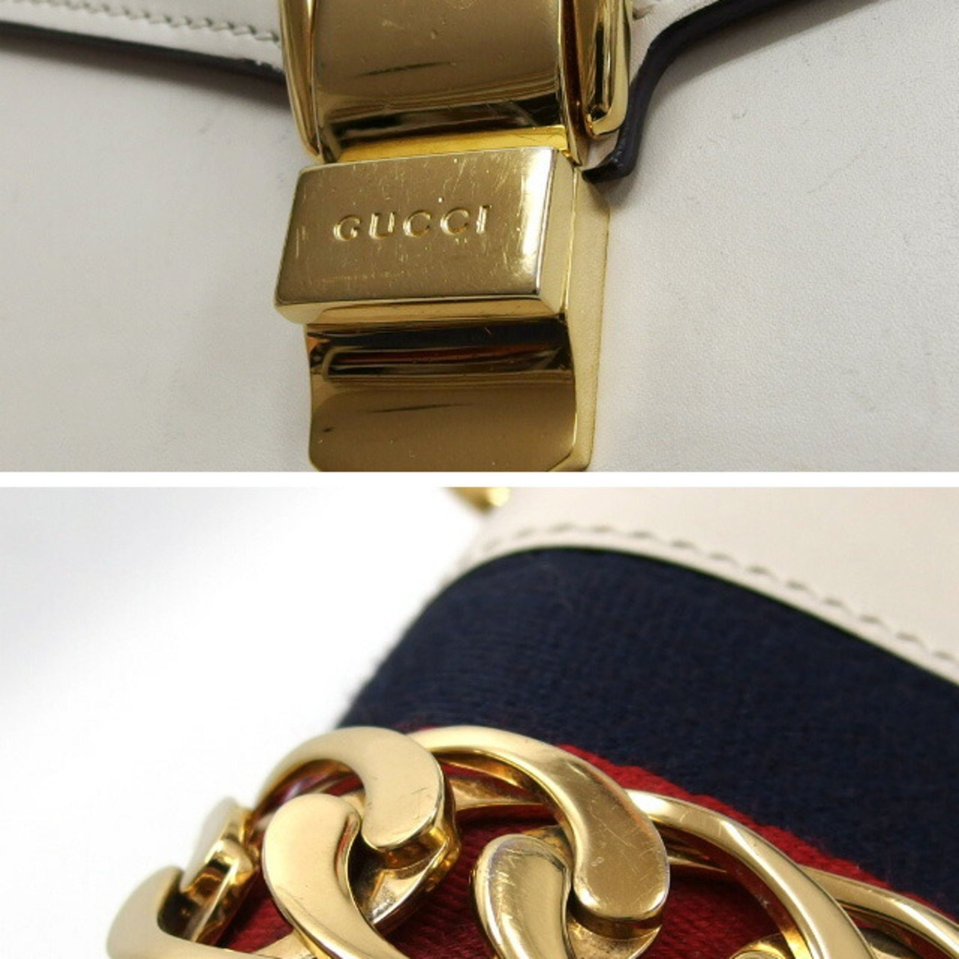 Gucci Sylvie, White, Leather, shoulder