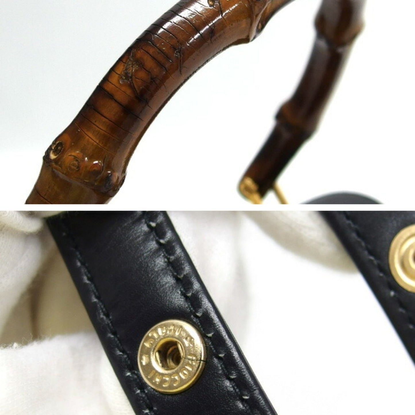 Gucci Bamboo, Black, Leather, handbag
