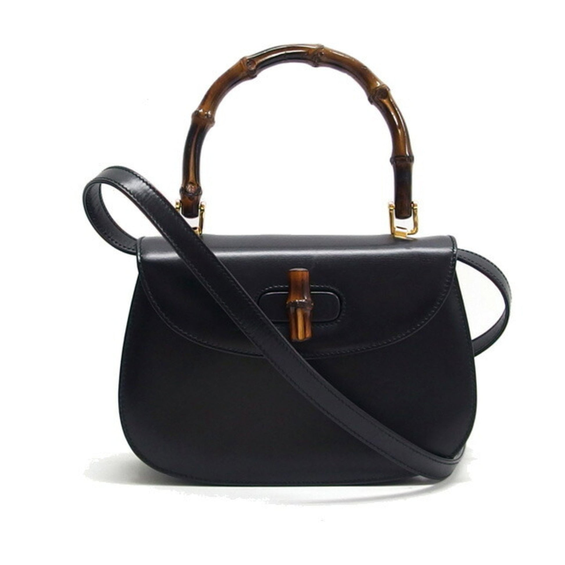 Gucci Bamboo, Black, Leather, handbag