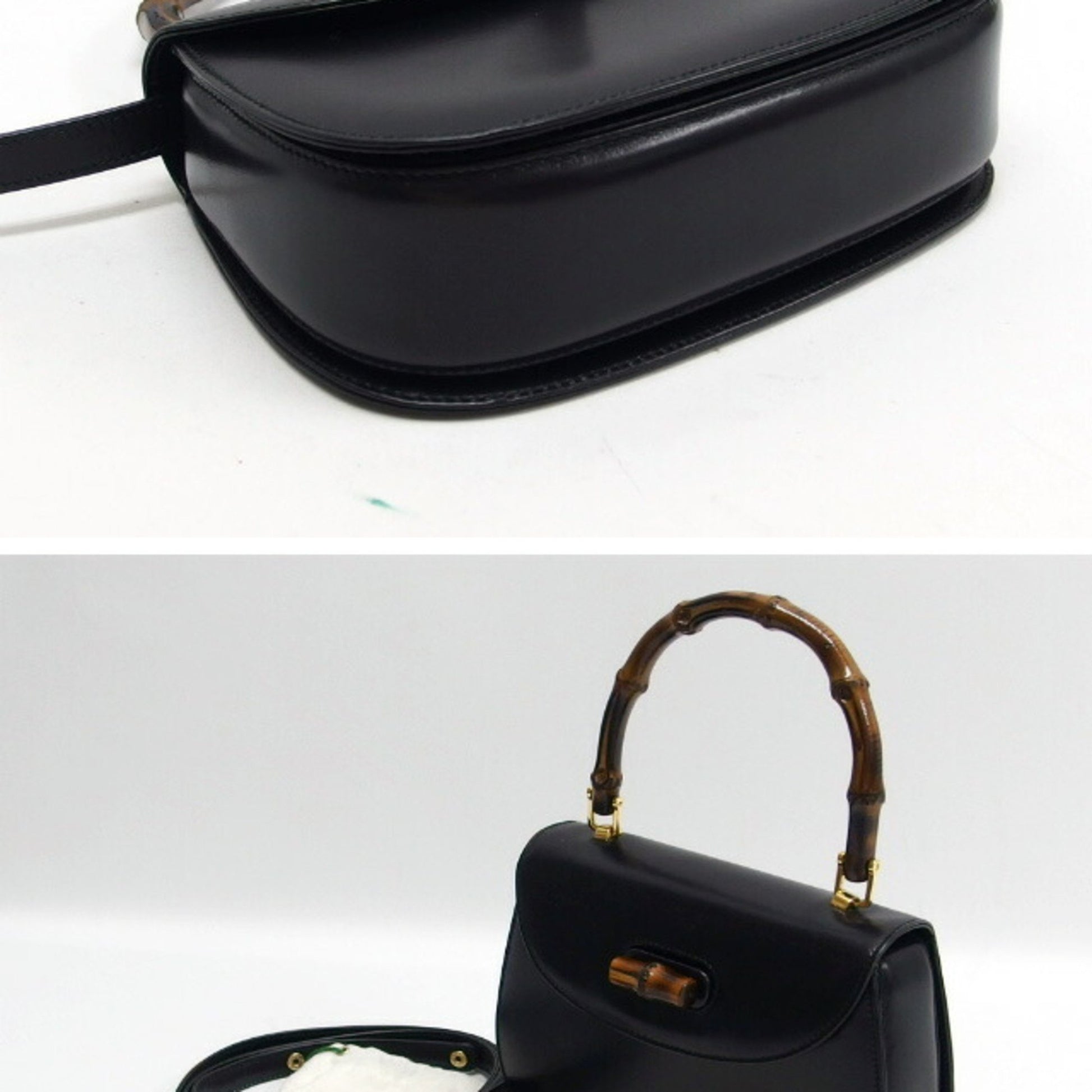 Gucci Bamboo, Black, Leather, handbag