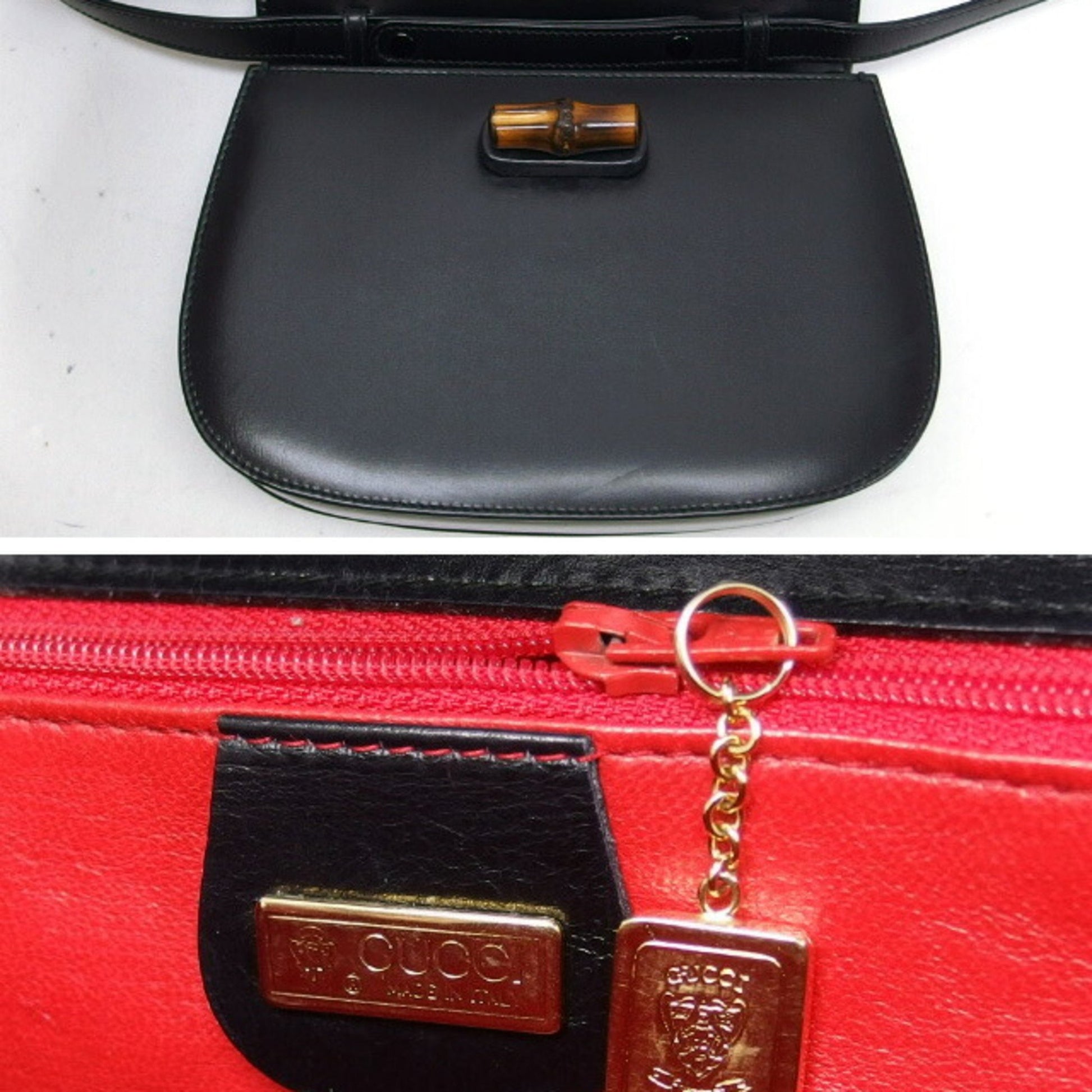 Gucci Bamboo, Black, Leather, handbag