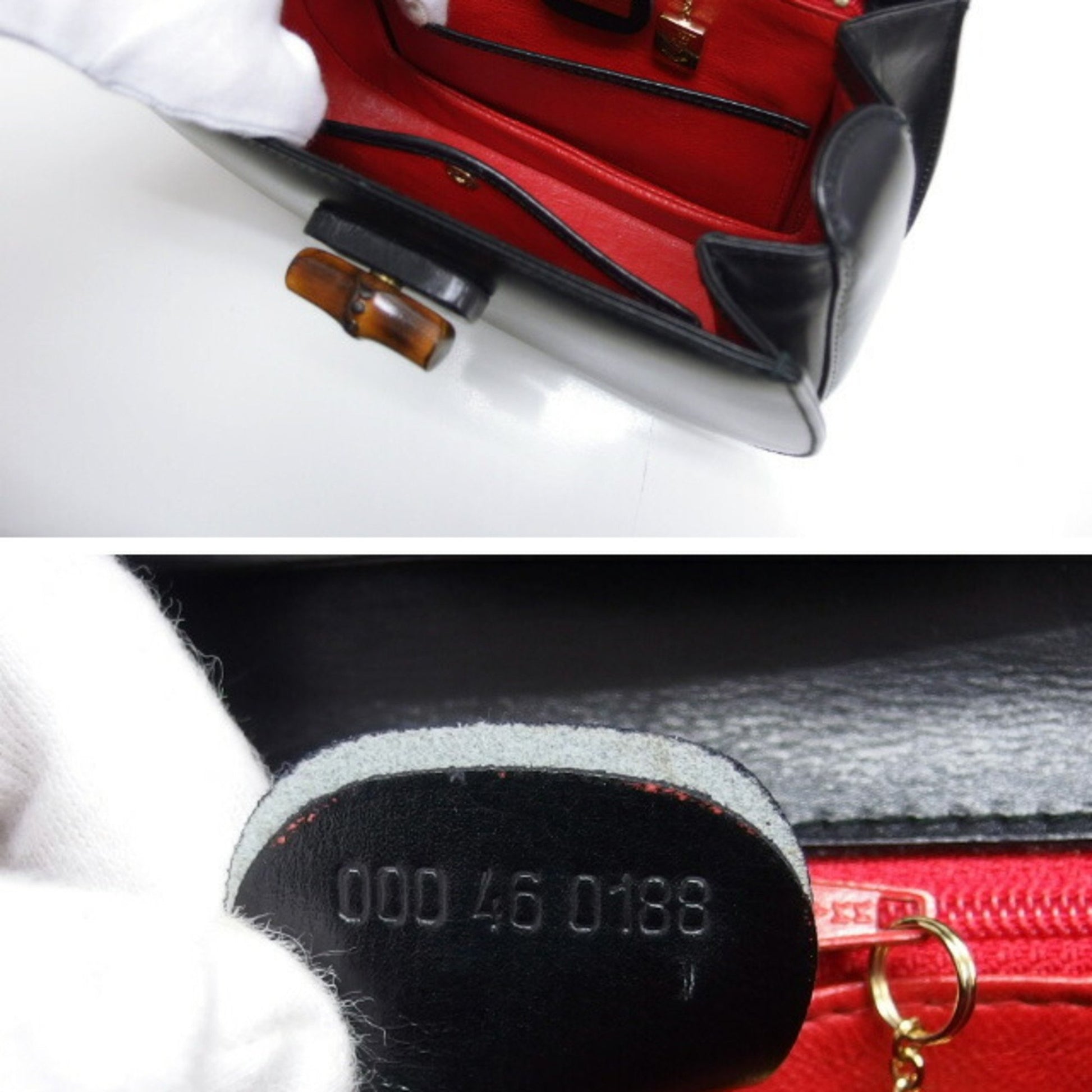 Gucci Bamboo, Black, Leather, handbag