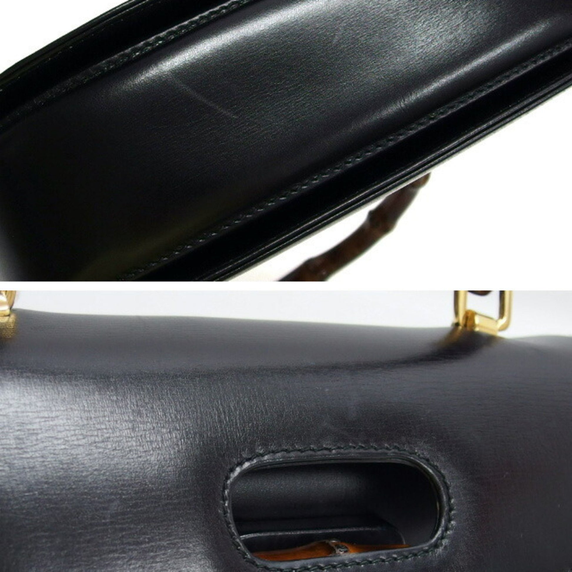Gucci Bamboo, Black, Leather, handbag