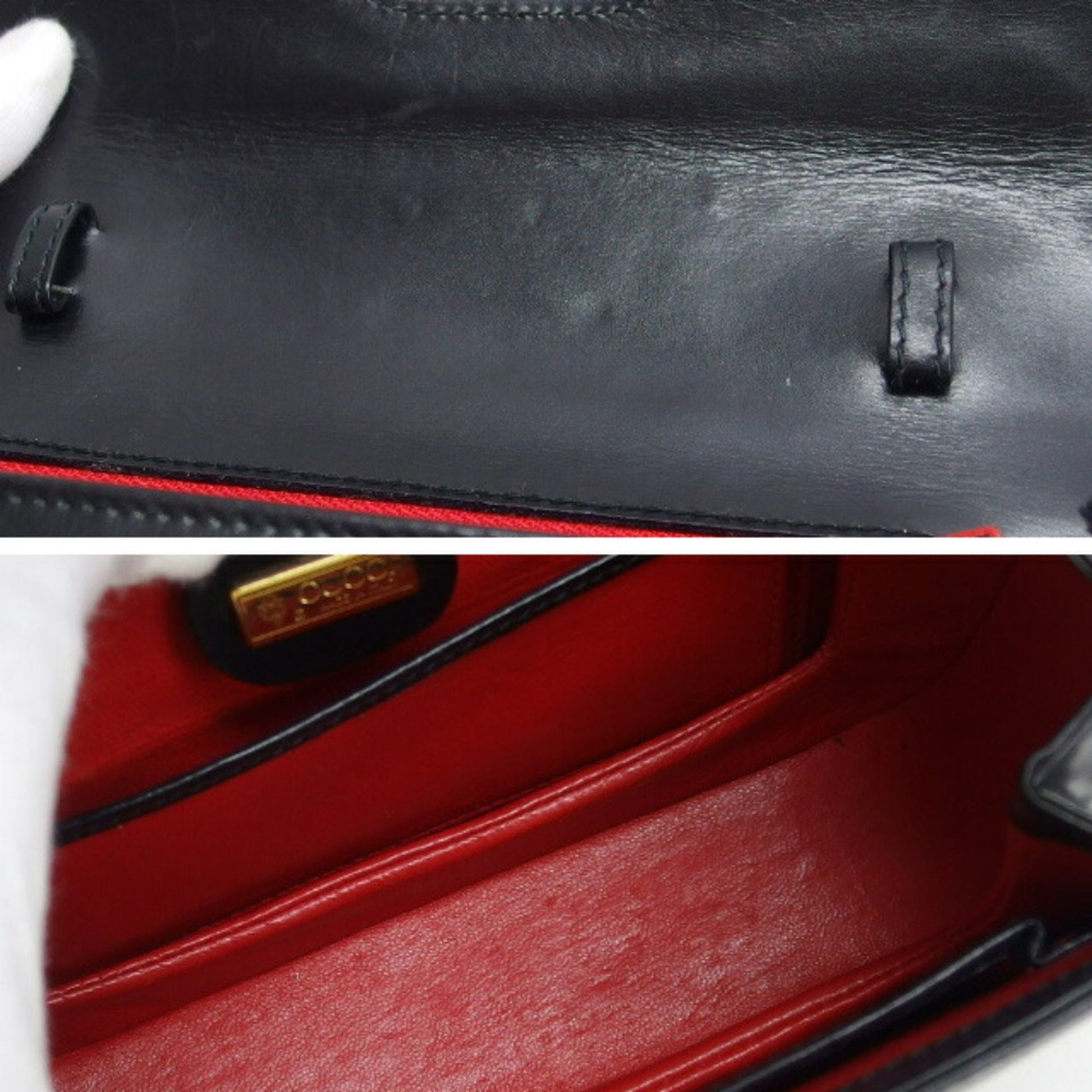 Gucci Bamboo, Black, Leather, handbag