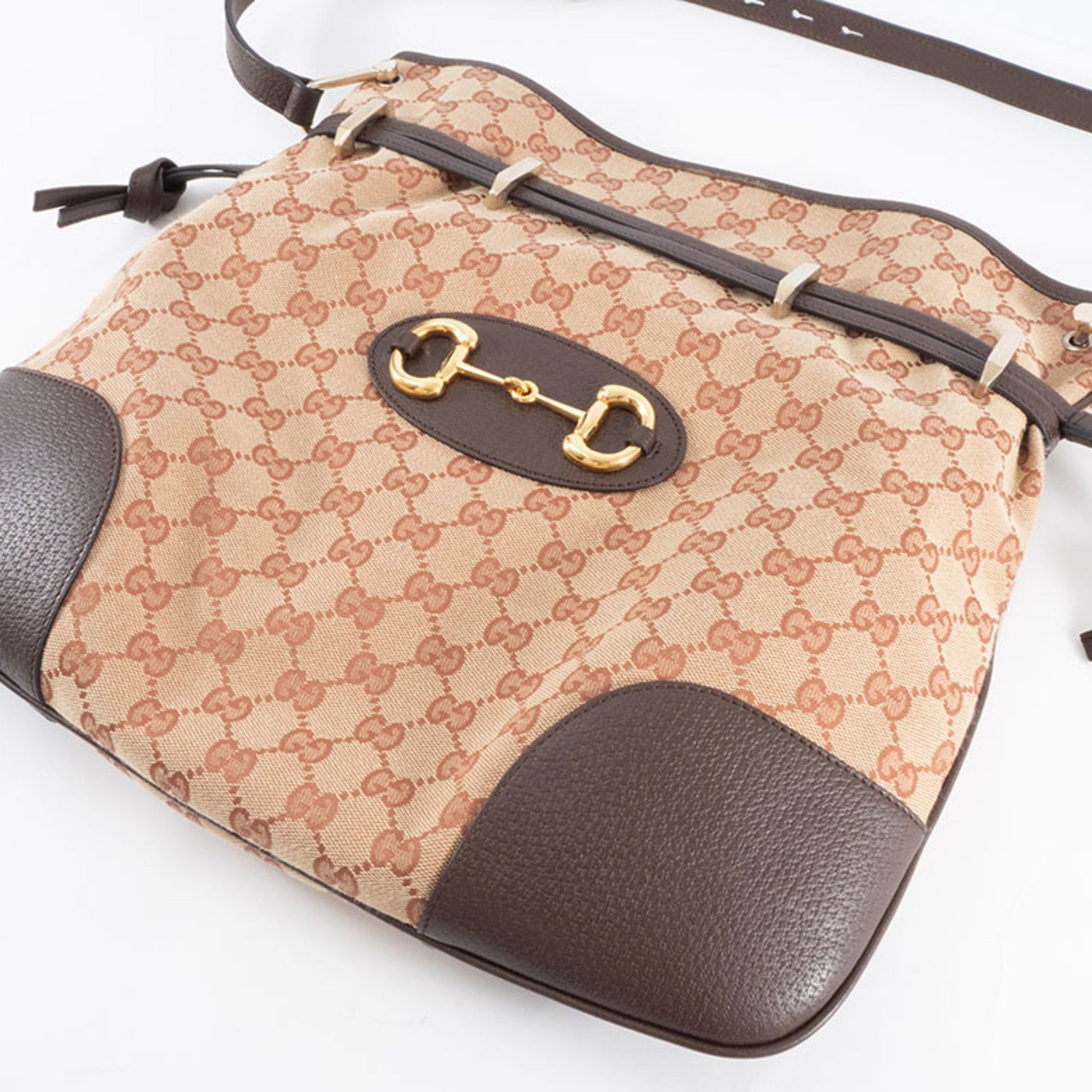 Gucci Horsebit, "BEIGE, BROWN", "CANVAS, LEATHER", shoulder