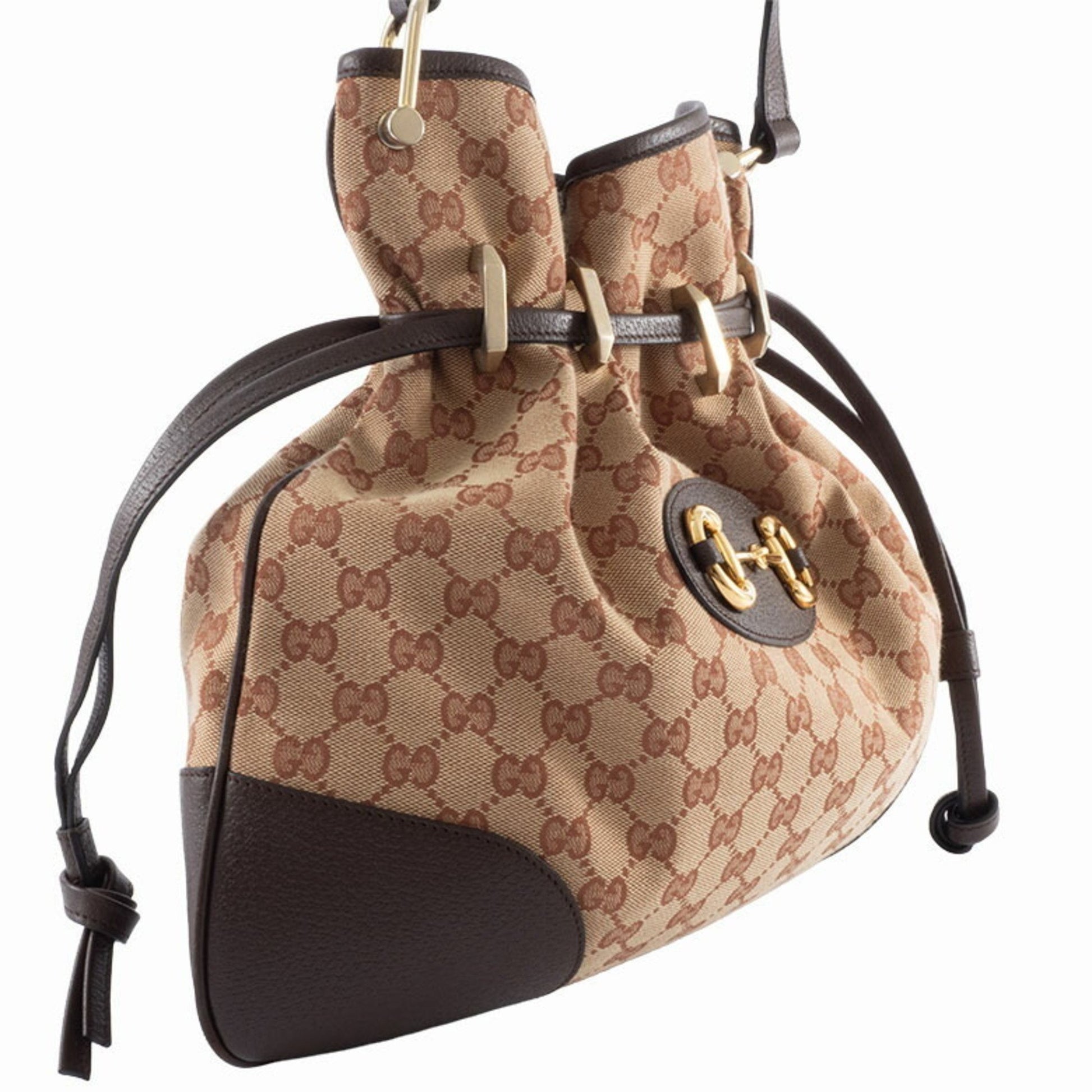 Gucci Horsebit, "BEIGE, BROWN", "CANVAS, LEATHER", shoulder