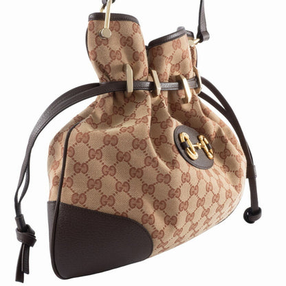 Gucci Horsebit, "BEIGE, BROWN", "CANVAS, LEATHER", shoulder