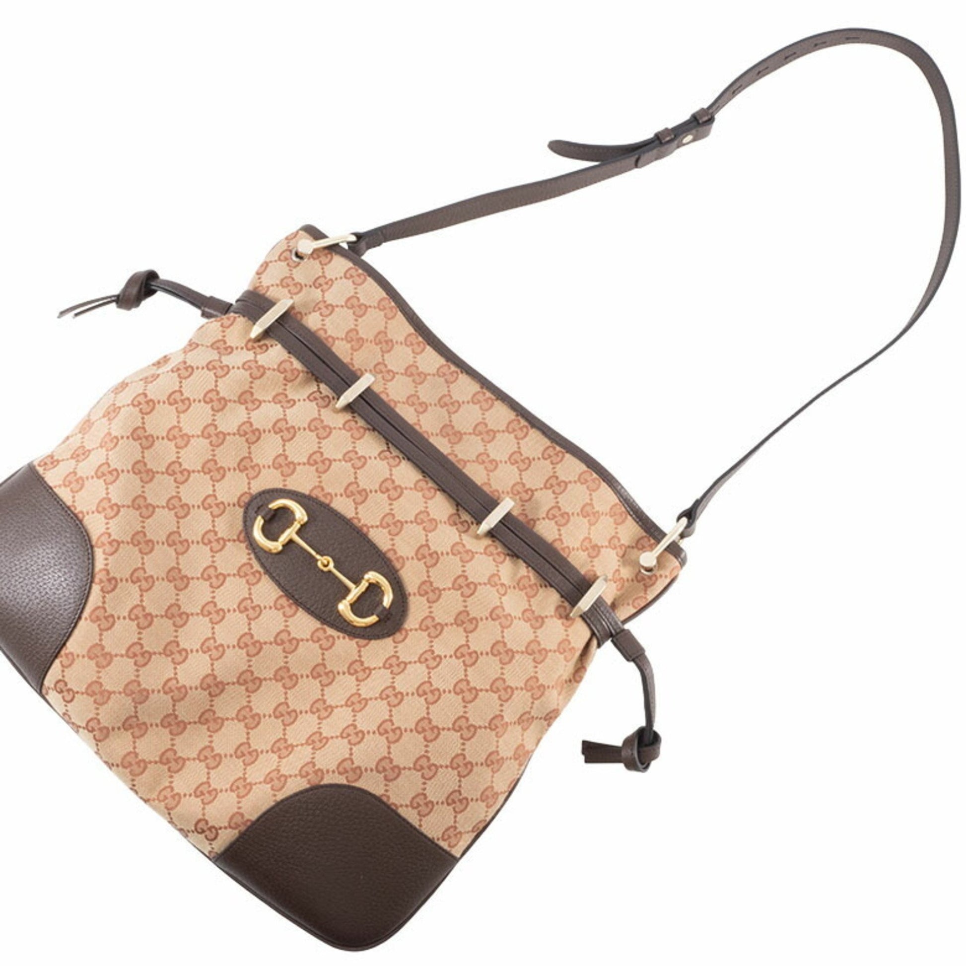 Gucci Horsebit, "BEIGE, BROWN", "CANVAS, LEATHER", shoulder