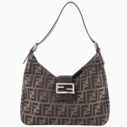 Fendi Baguette, Brown, Canvas, shoulder