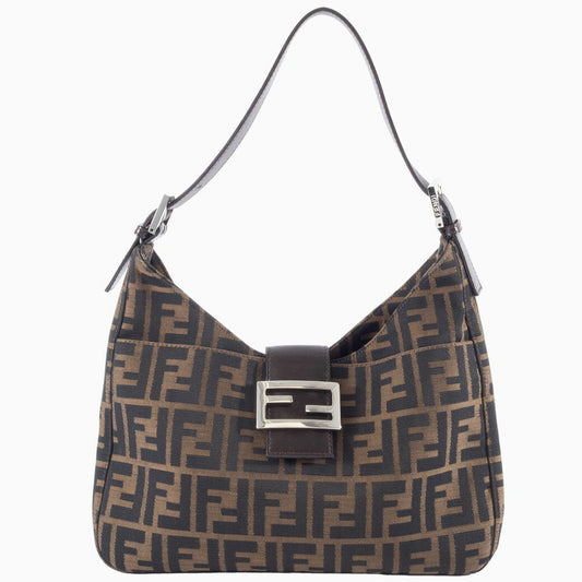 Fendi Baguette, Brown, Canvas, shoulder