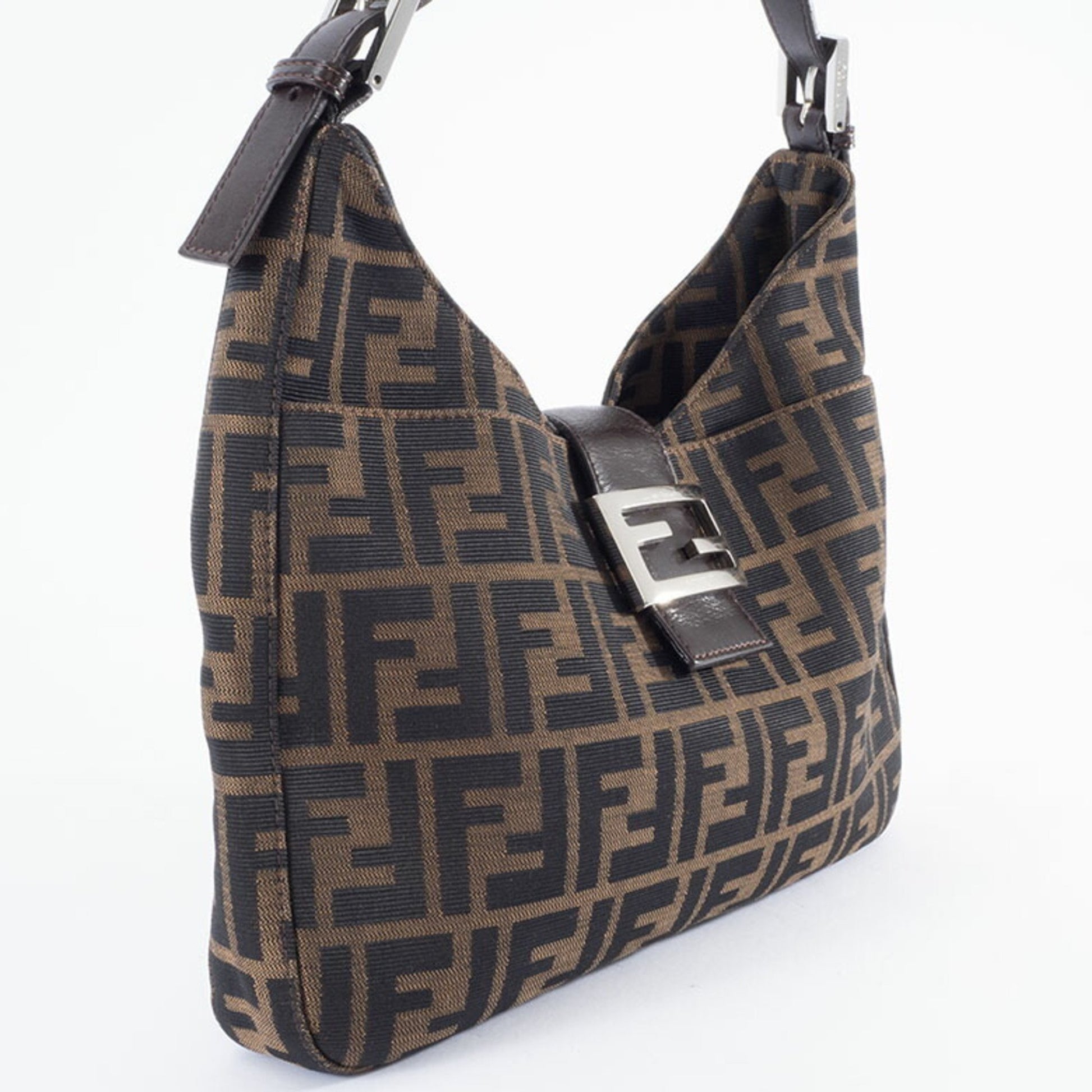 Fendi Baguette, Brown, Canvas, shoulder