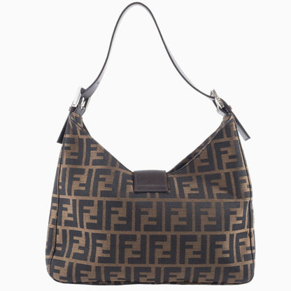 Fendi Baguette, Brown, Canvas, shoulder