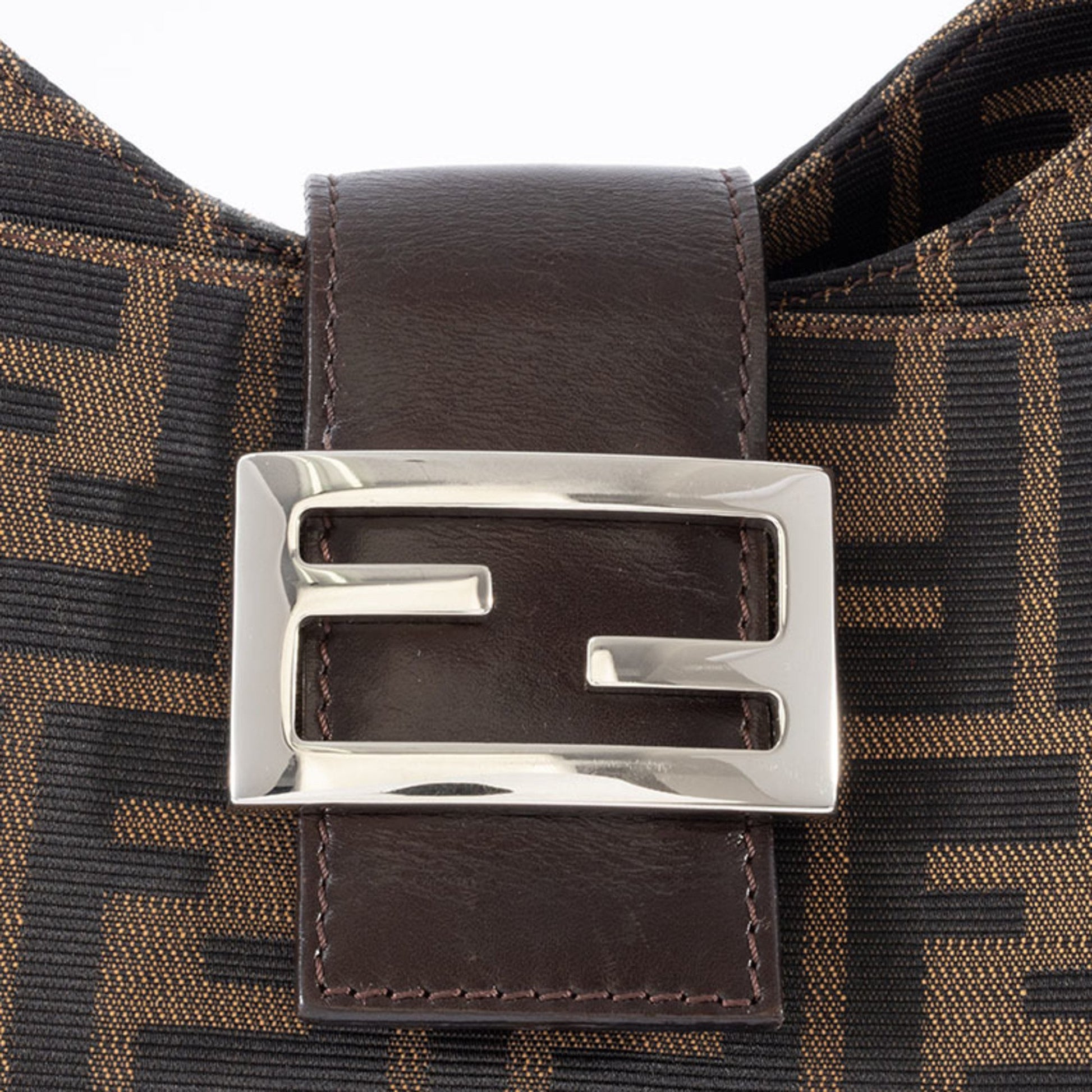 Fendi Baguette, Brown, Canvas, shoulder