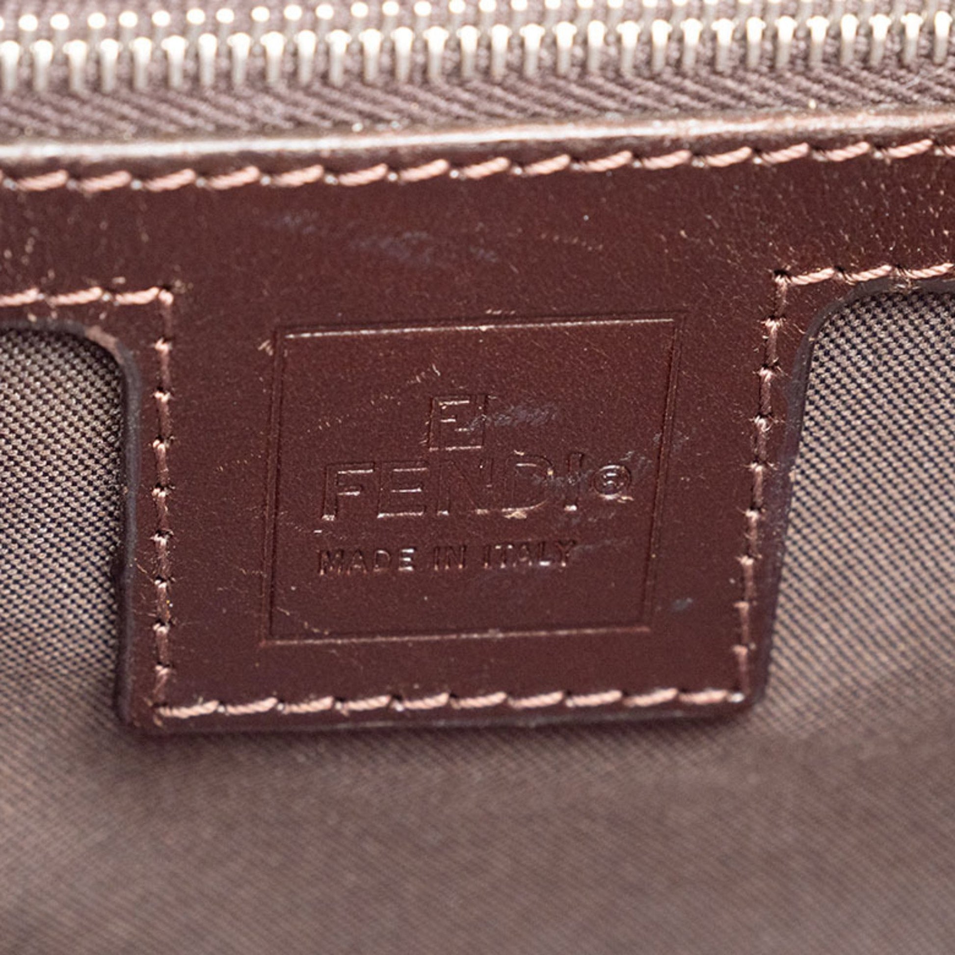 Fendi Baguette, Brown, Canvas, shoulder