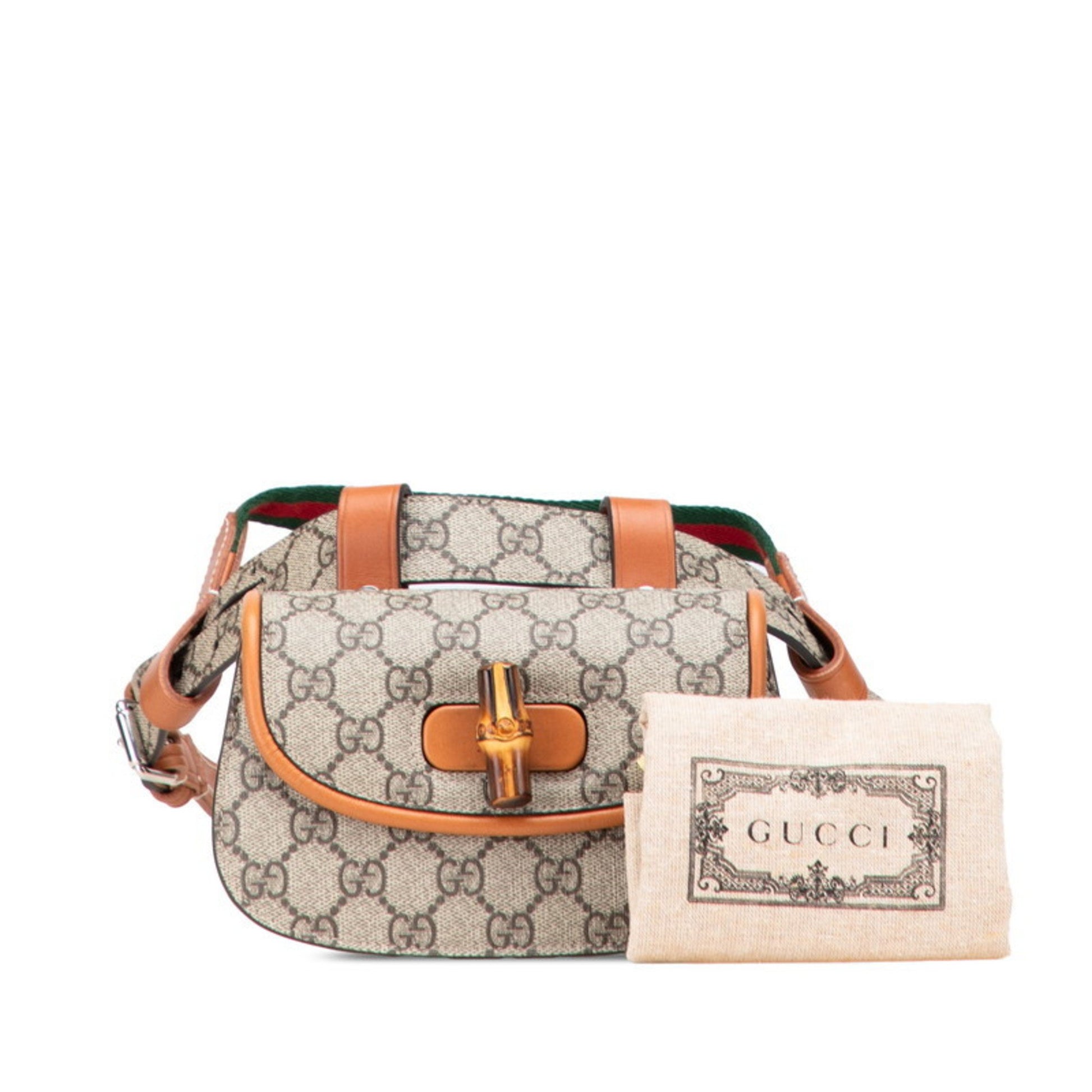 Gucci GG Supreme, "BEIGE, BROWN", Canvas, clutch
