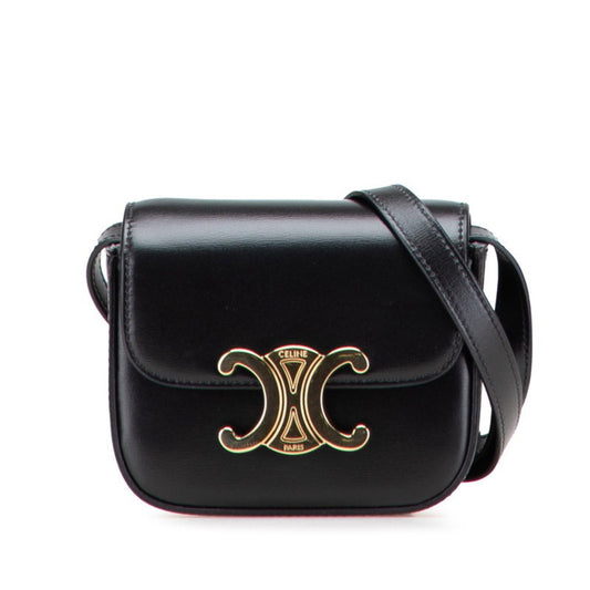 Céline Triomphe Vintage, Black, Leather, shoulder
