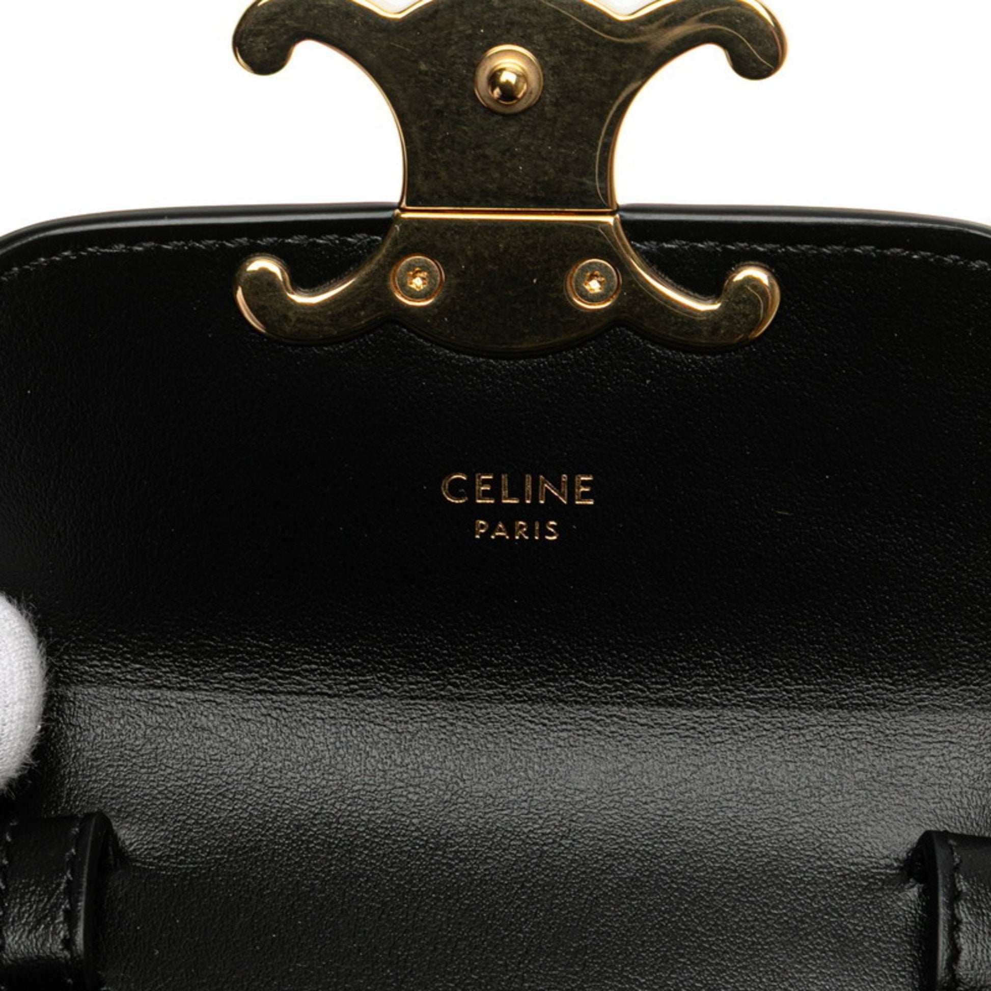 Céline Triomphe Vintage, Black, Leather, shoulder