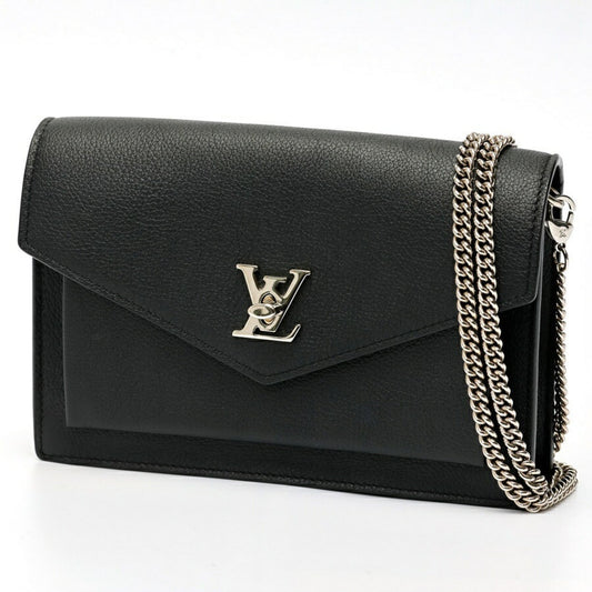 Louis Vuitton Mylockme, Black, Leather, clutch