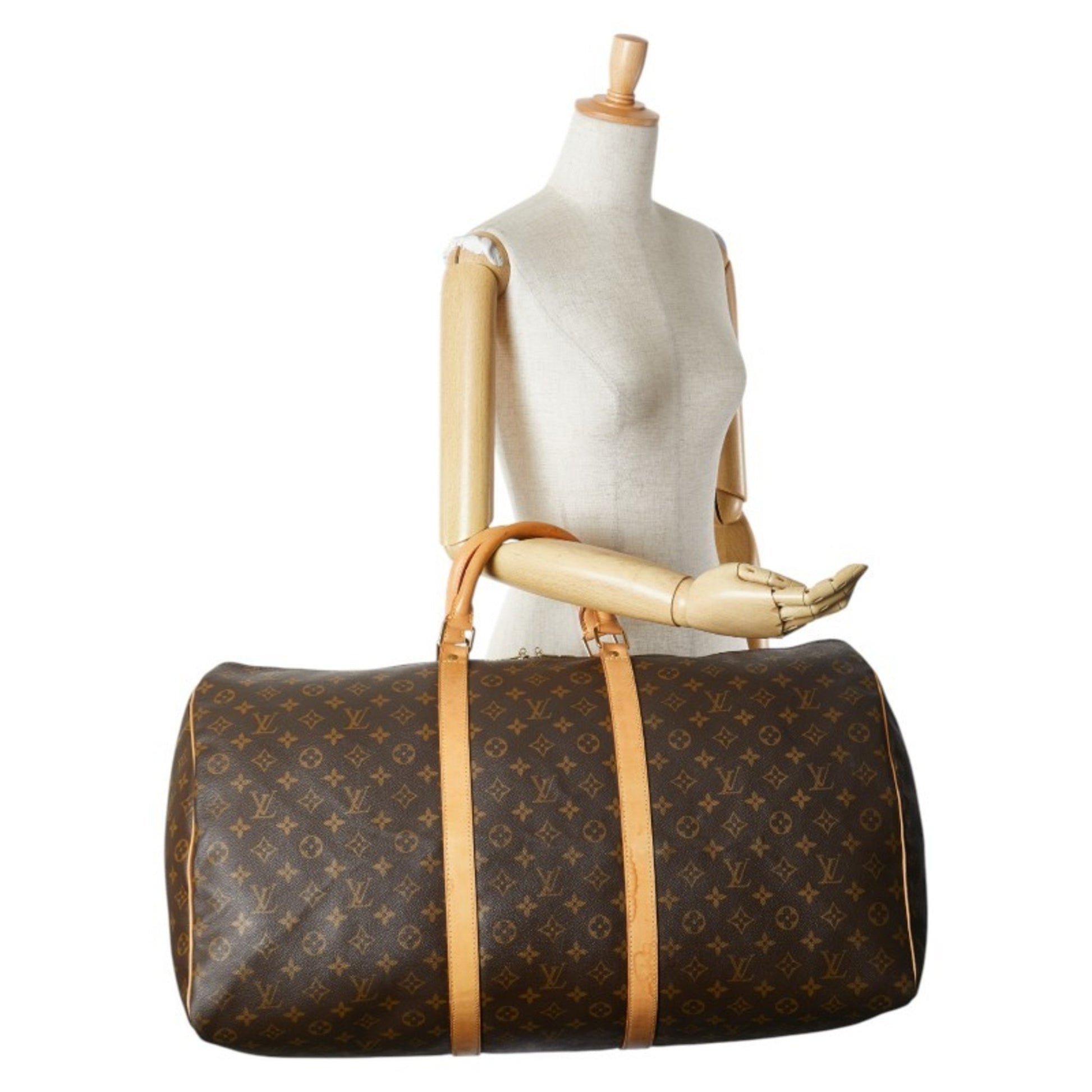 Louis Vuitton Keepall 60, Brown, Canvas, travel