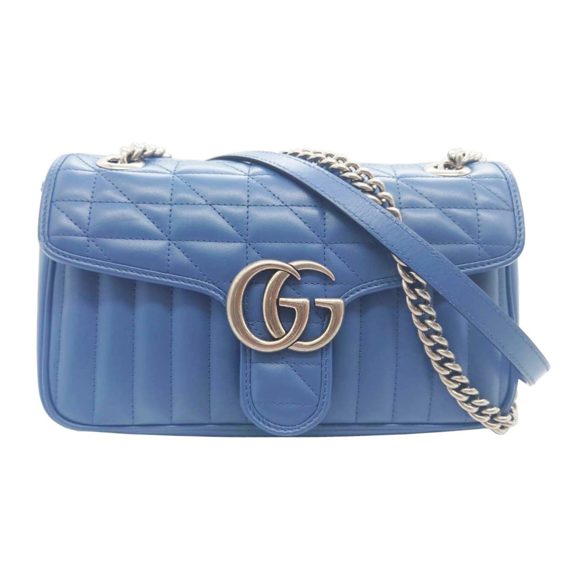 Gucci Marmont MM, Blue, Leather, shoulder