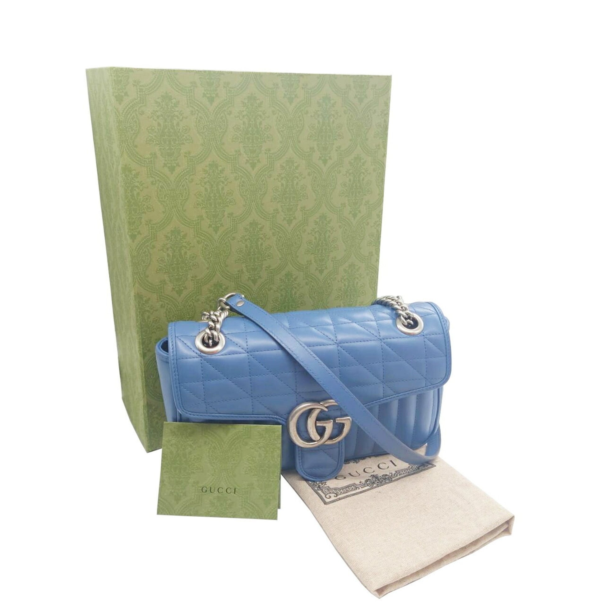 Gucci Marmont MM, Blue, Leather, shoulder