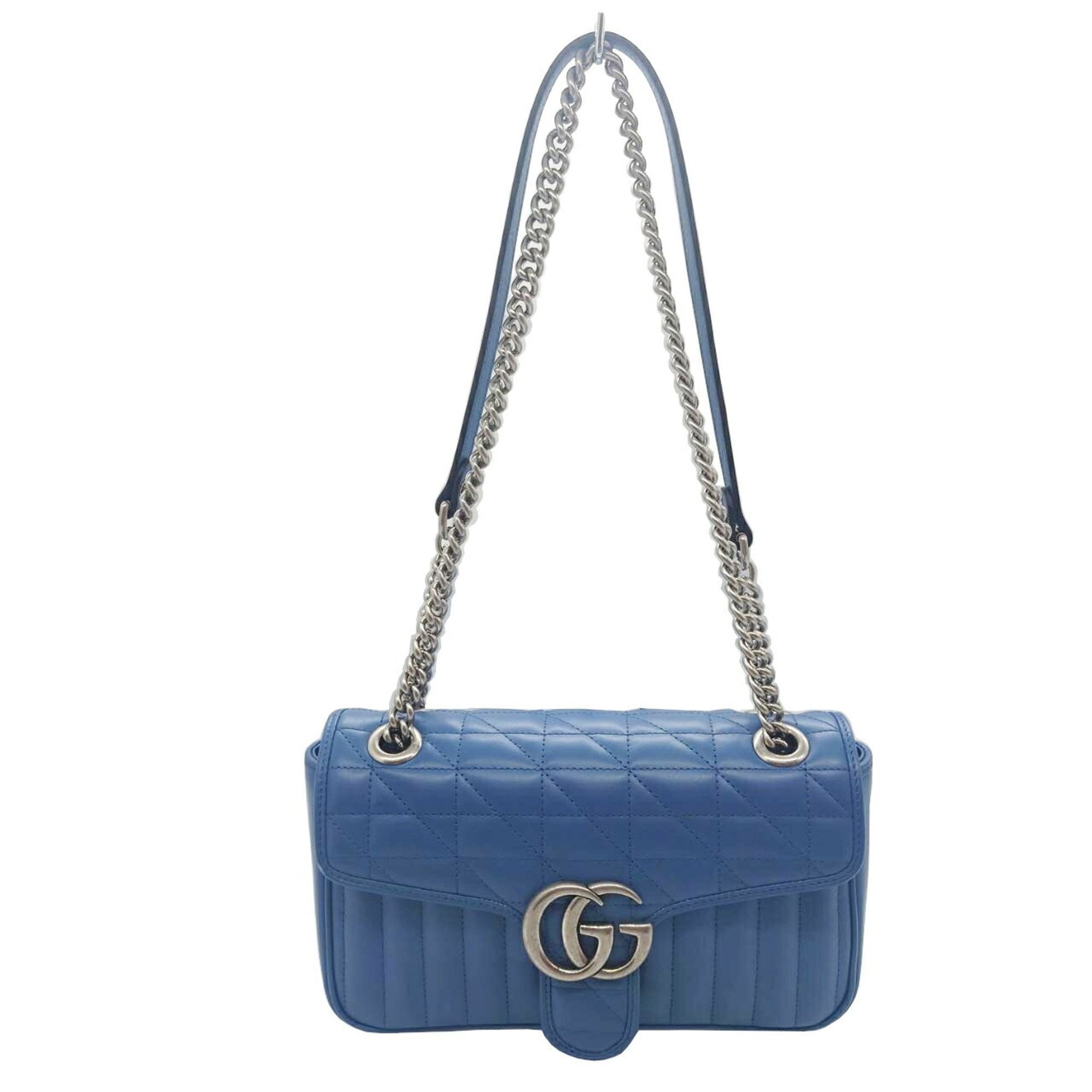 Gucci Marmont MM, Blue, Leather, shoulder