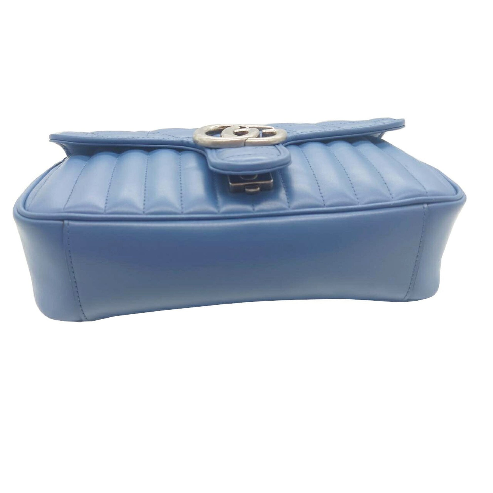 Gucci Marmont MM, Blue, Leather, shoulder