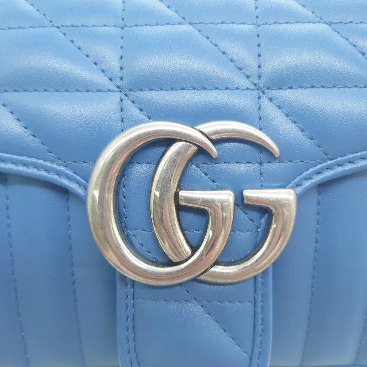 Gucci Marmont MM, Blue, Leather, shoulder