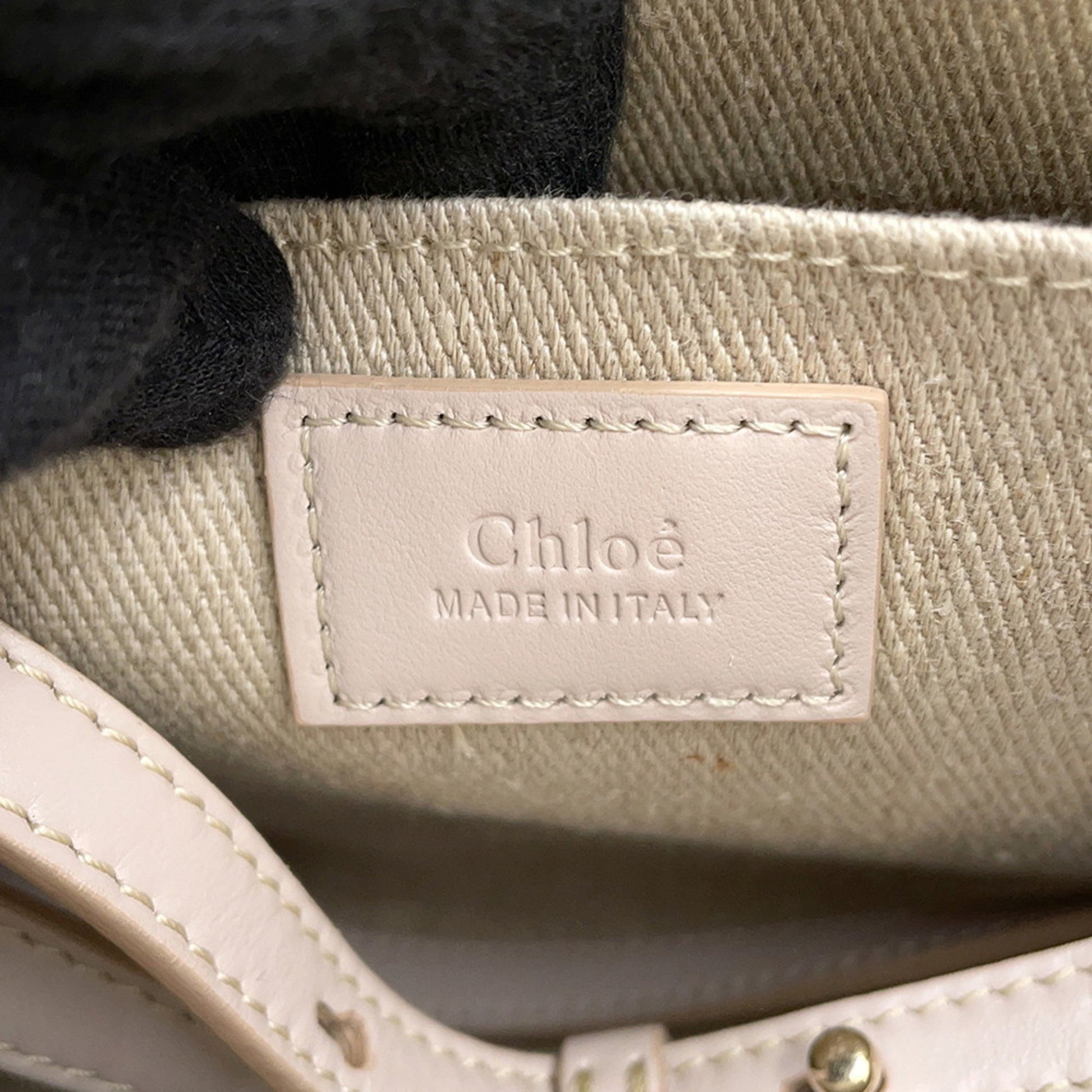 Chloé Woody, Beige, "CANVAS, LEATHER", tote