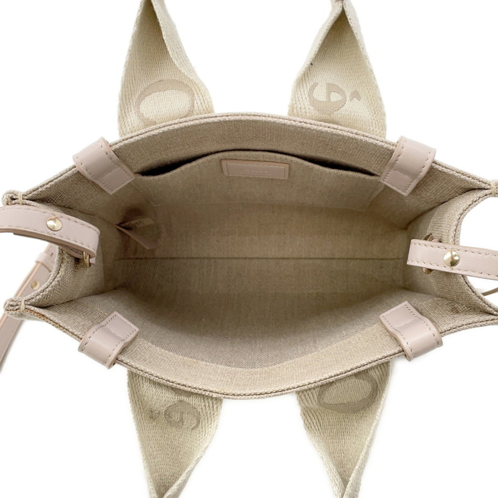 Chloé Woody, Beige, "CANVAS, LEATHER", tote