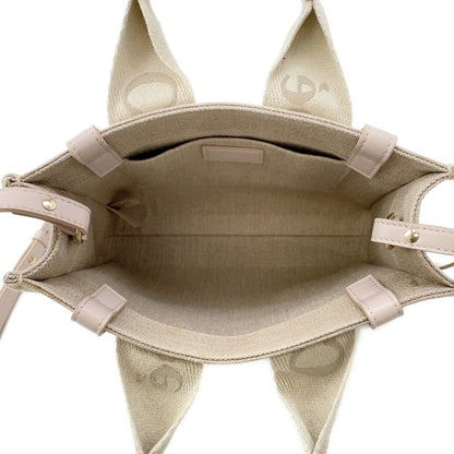 Chloé Woody, Beige, "CANVAS, LEATHER", tote