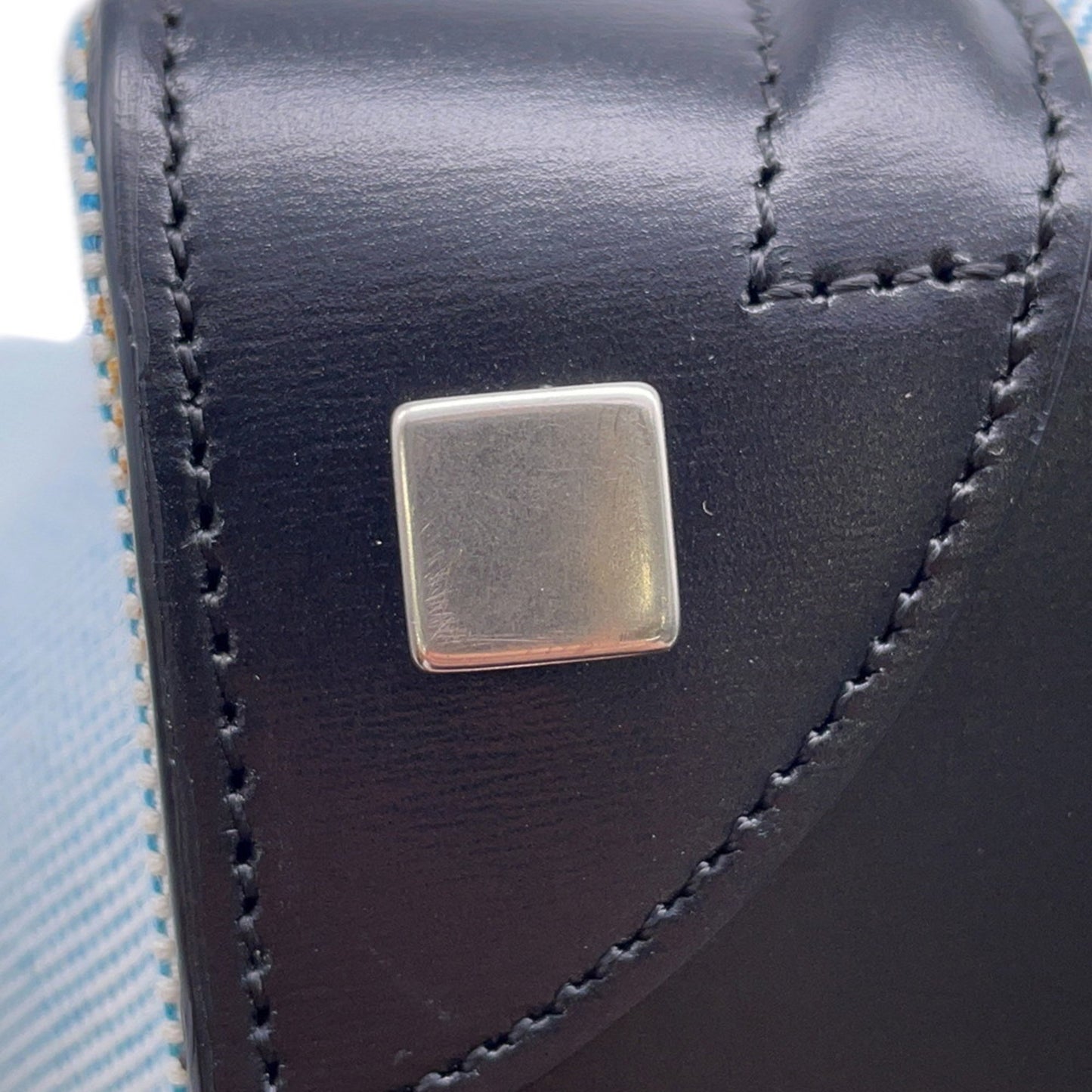Céline Luggage, Blue, "CANVAS, LEATHER", tote