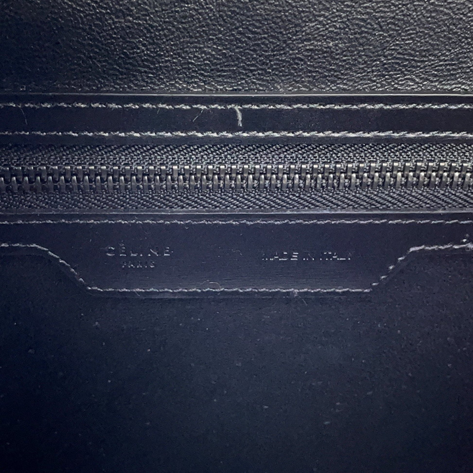 Céline Luggage, Blue, "CANVAS, LEATHER", tote