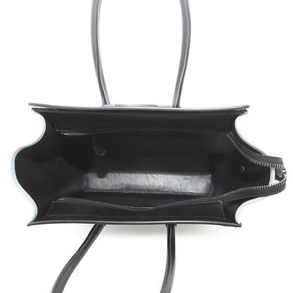 Céline Luggage, Blue, "CANVAS, LEATHER", tote