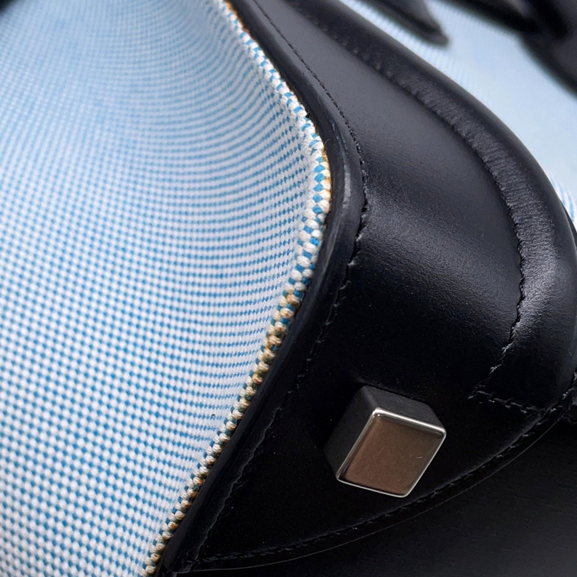 Céline Luggage, Blue, "CANVAS, LEATHER", tote