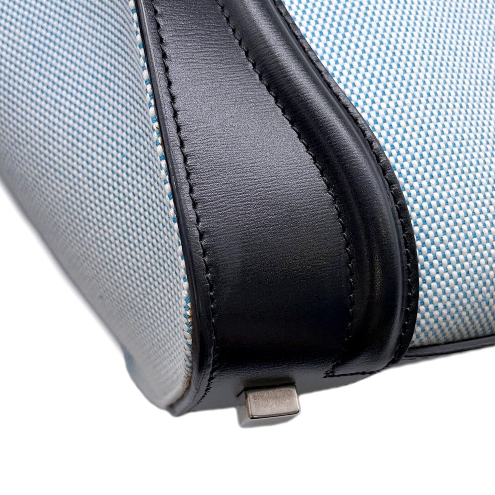 Céline Luggage, Blue, "CANVAS, LEATHER", tote