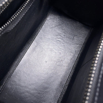 Céline Luggage, Blue, "CANVAS, LEATHER", tote