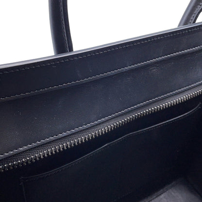 Céline Luggage, Blue, "CANVAS, LEATHER", tote