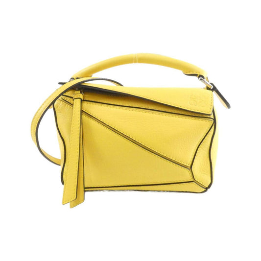 Loewe Puzzle, Yellow, Leather, handbag