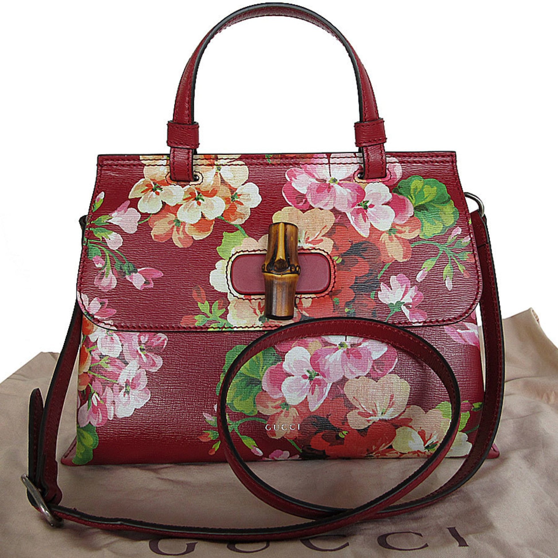 Gucci Bamboo, Burgundy, Leather, handbag