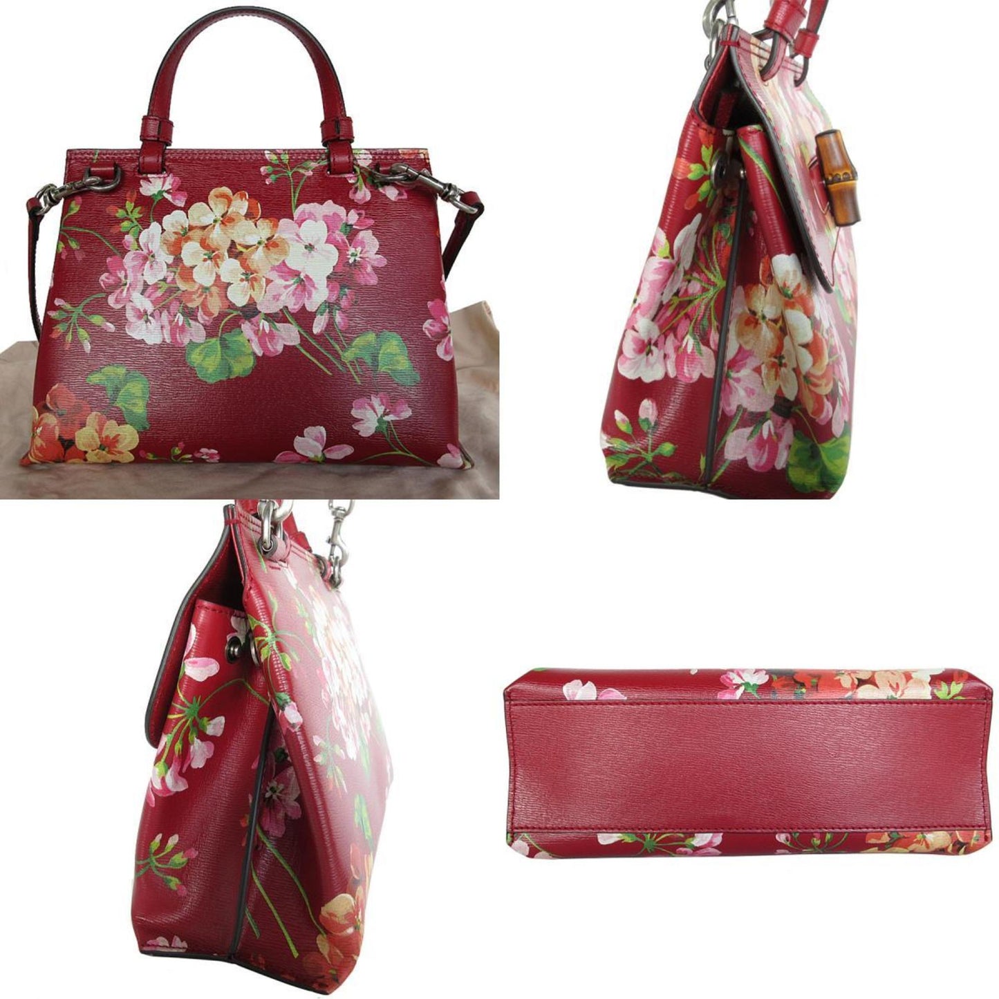Gucci Bamboo, Burgundy, Leather, handbag