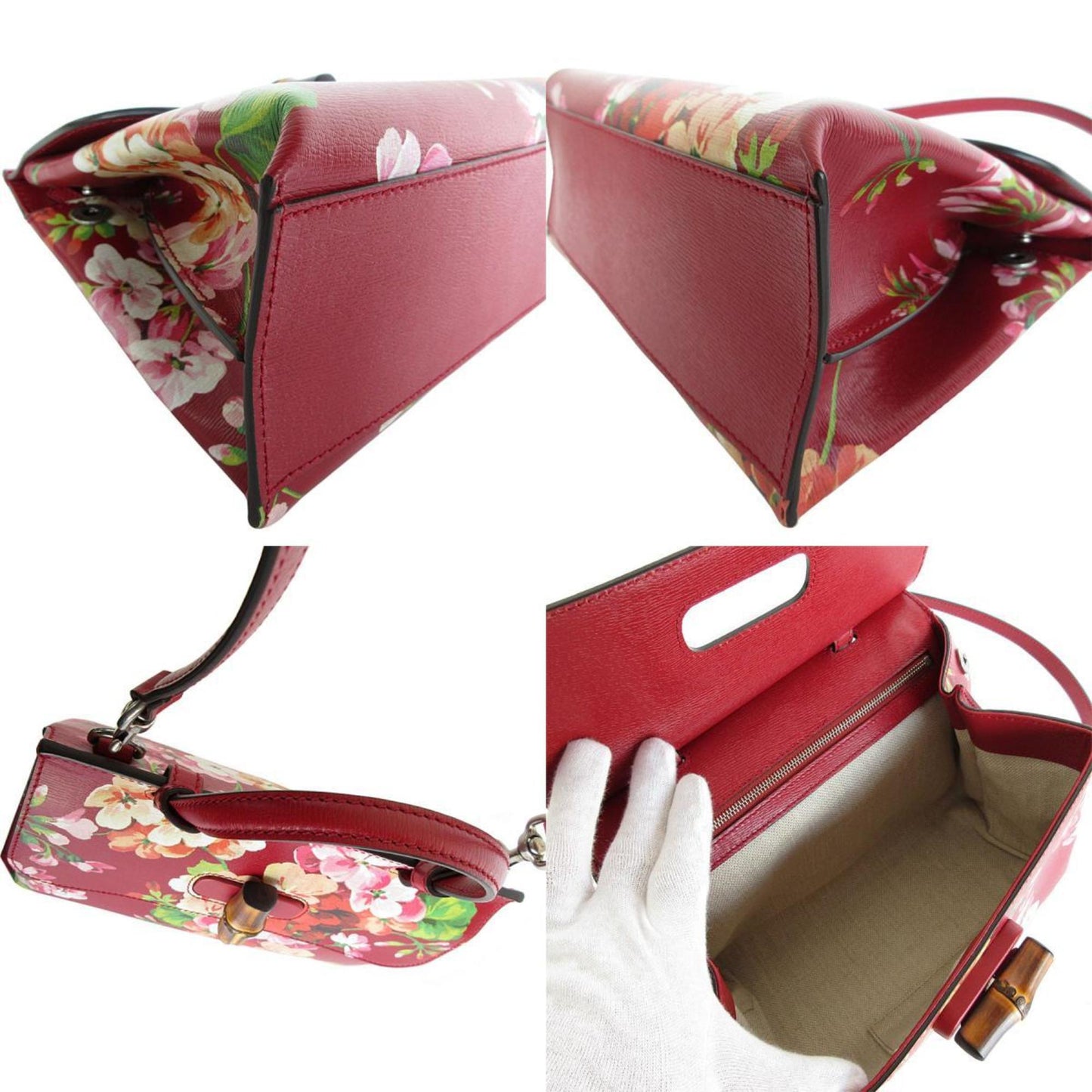 Gucci Bamboo, Burgundy, Leather, handbag